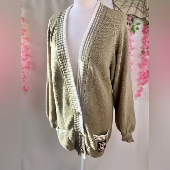 Vintage 1980s long Jaeger cardigan, green cardigan, size Large, designer cardiga - Picture 7 of 9